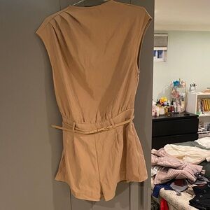 Tan Sleeveless Romper with Belt from Shien!